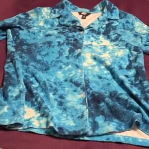 LANDS END ladies 2 piece tie dye blue shorts & top set Medium